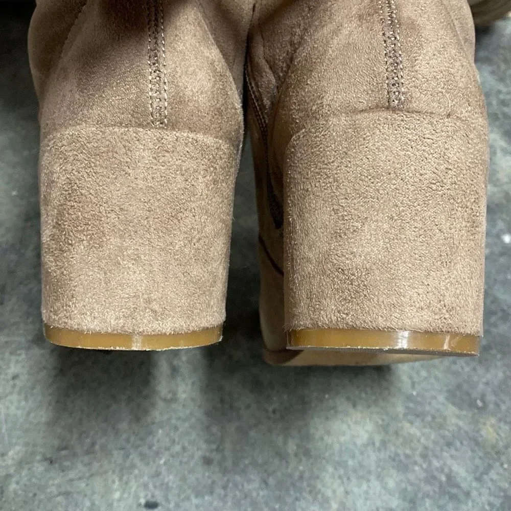 Yoki Tan Faux Suede Over The Knee Boots Size 9